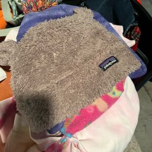 Patagonia Kids' Fleece Hat in Purple and Gray